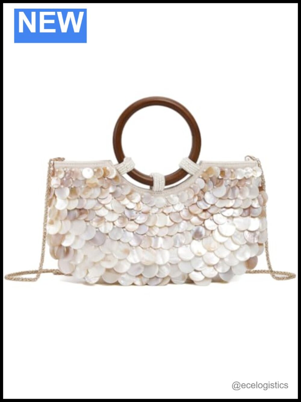 Handmade Shell Beaded Clutch Purse for Women Luxury Top Handle Bag Beach